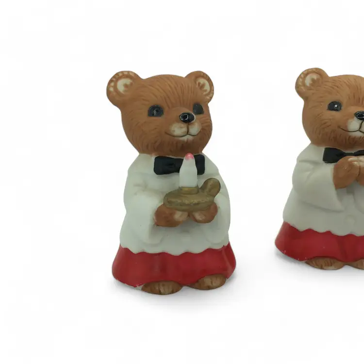 Vintage HOMCO Bear Choir Figurines Set of 3 Christmas Carolers #5100 Holiday