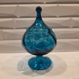 10” Vintage Apothecary Circus Tent Empoli Blue Swirl