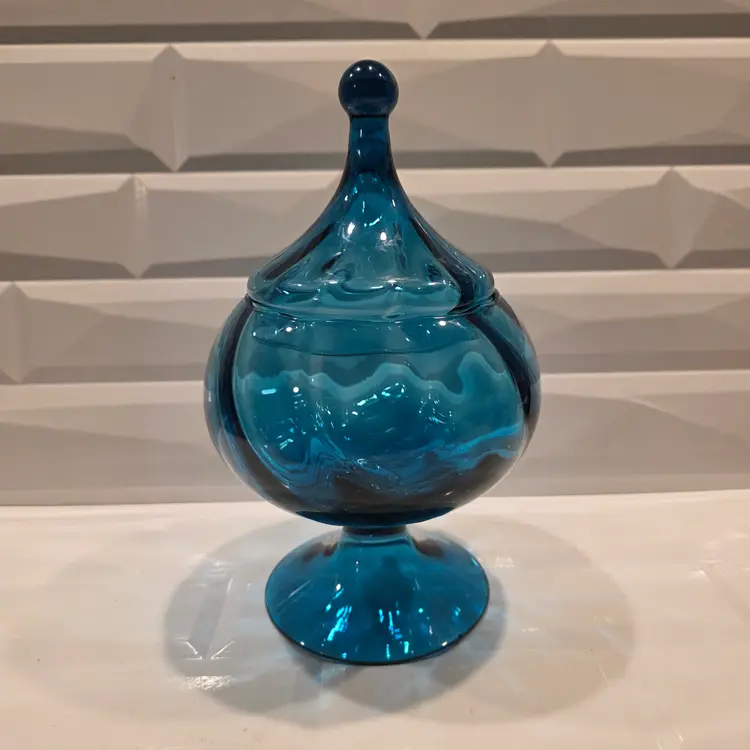 10” Vintage Apothecary Circus Tent Empoli Blue Swirl