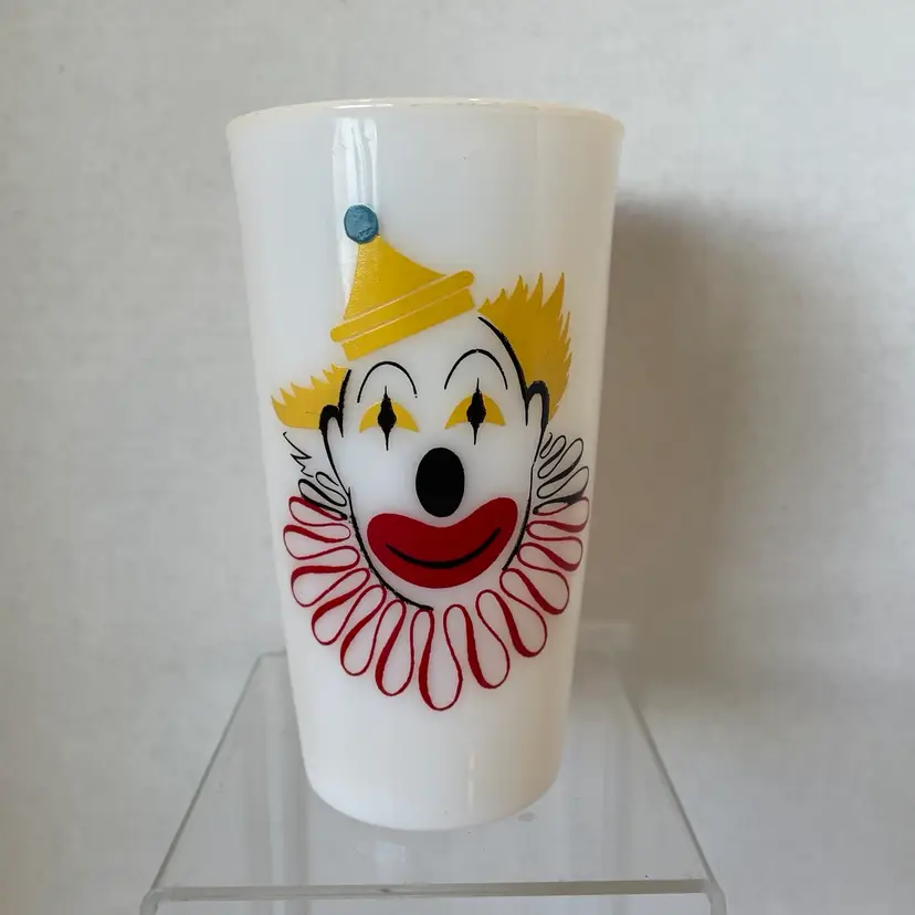 Milk Glass Cup With Clown