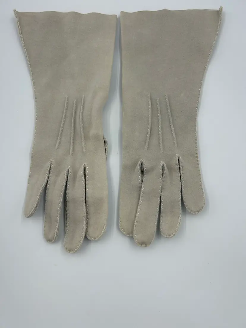 Vintage Light Gray Nylon Wear Right Ladies Gloves West Germany
