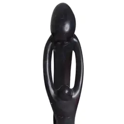 Vintage Besmo Kenyan hand-carved black soapstone mother and child figure Estate