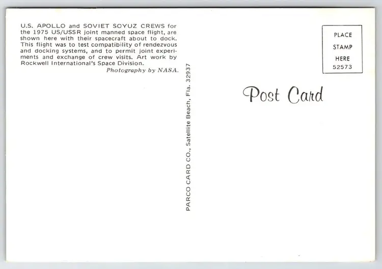 Postcards US Apollo and Soviet Soyuz Crew 1975 US USSR Space Mission NASA