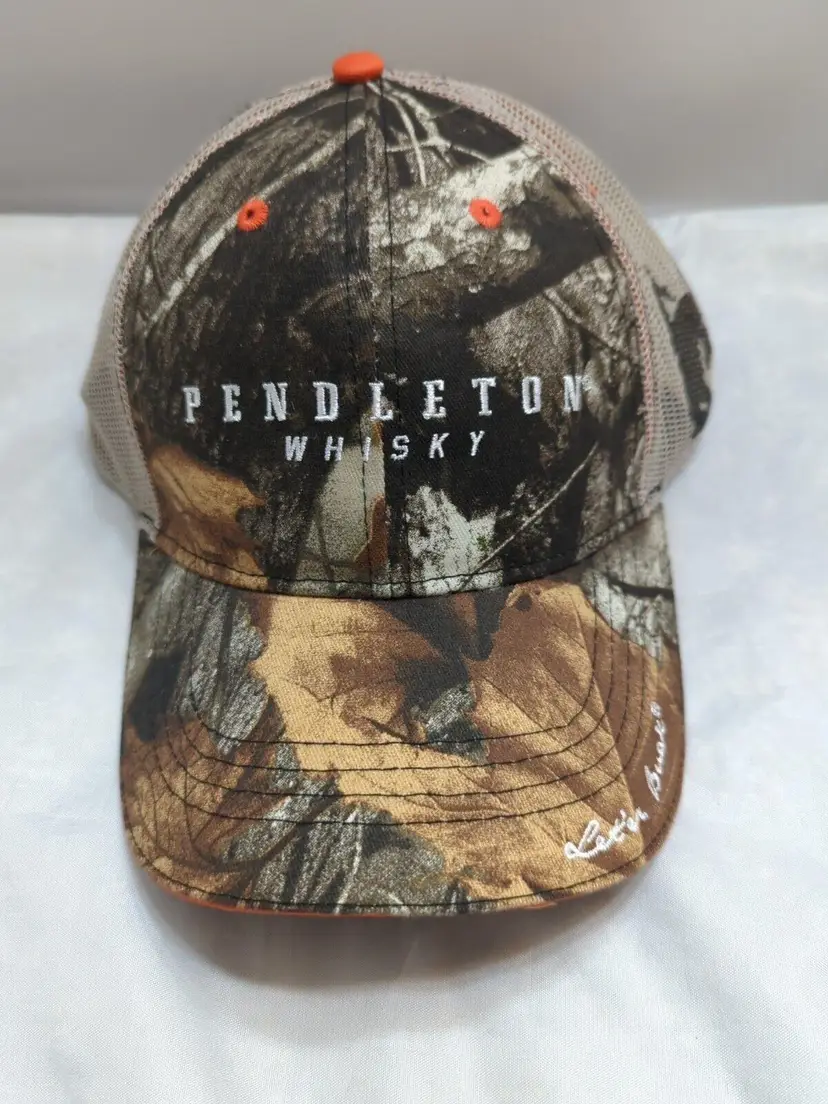 Pendleton Whisky Woodland Camo Orange Mesh Back  Adjustable Hat NEW!