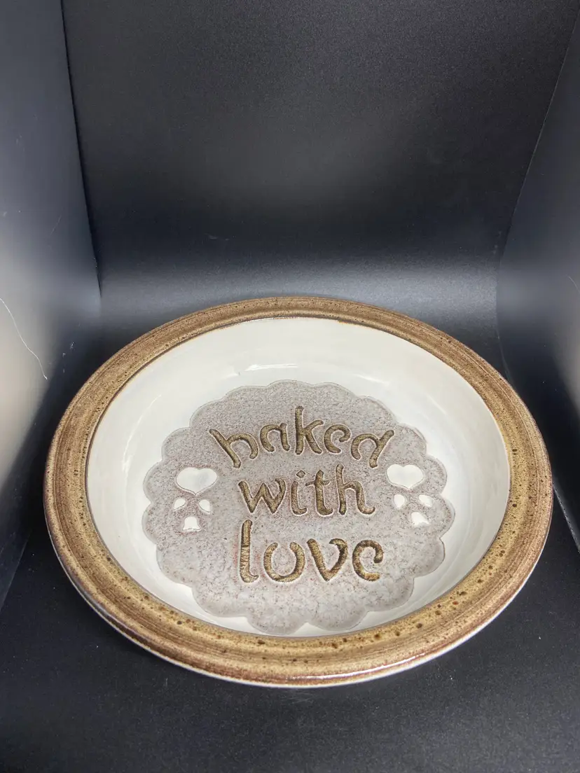 Artist Signed Pottery "Baked With Love" Baking Dish