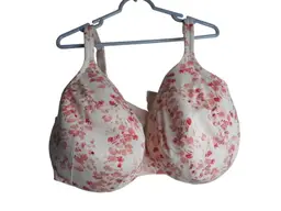 Cacique 46G lightly lined full coverage Bra underwire pink white floral