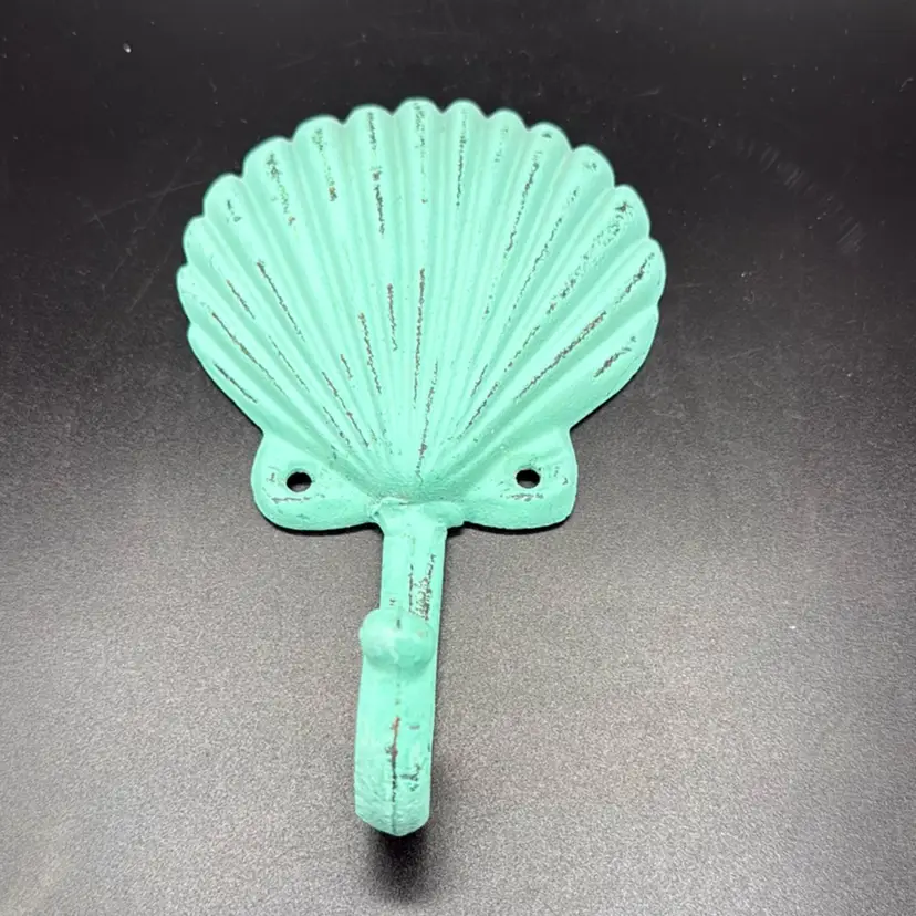 Cast Iron Turquoise Shell Wall Hook