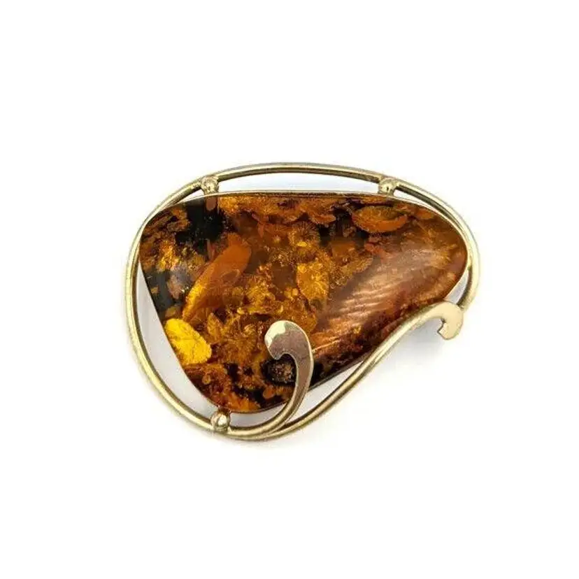 Baltic Amber mid century modern brooch