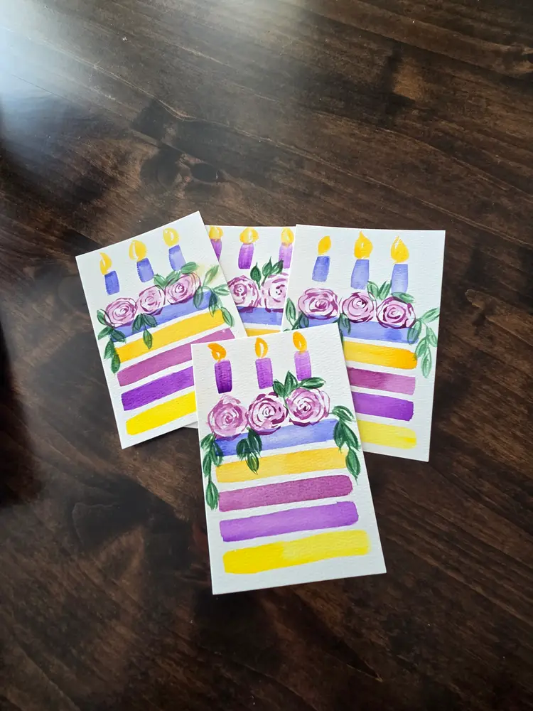 Handpainted Birthday 🎈🎉🎂 Card Set