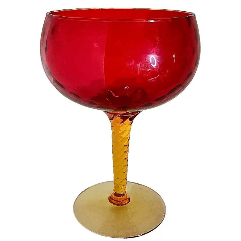 Vintage Amberina Brandy Snifter Mid Century Modern Large Glass 10"