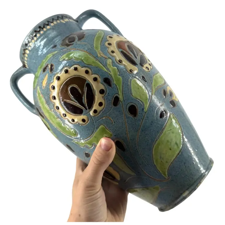 Redware Pottery Floral Vase