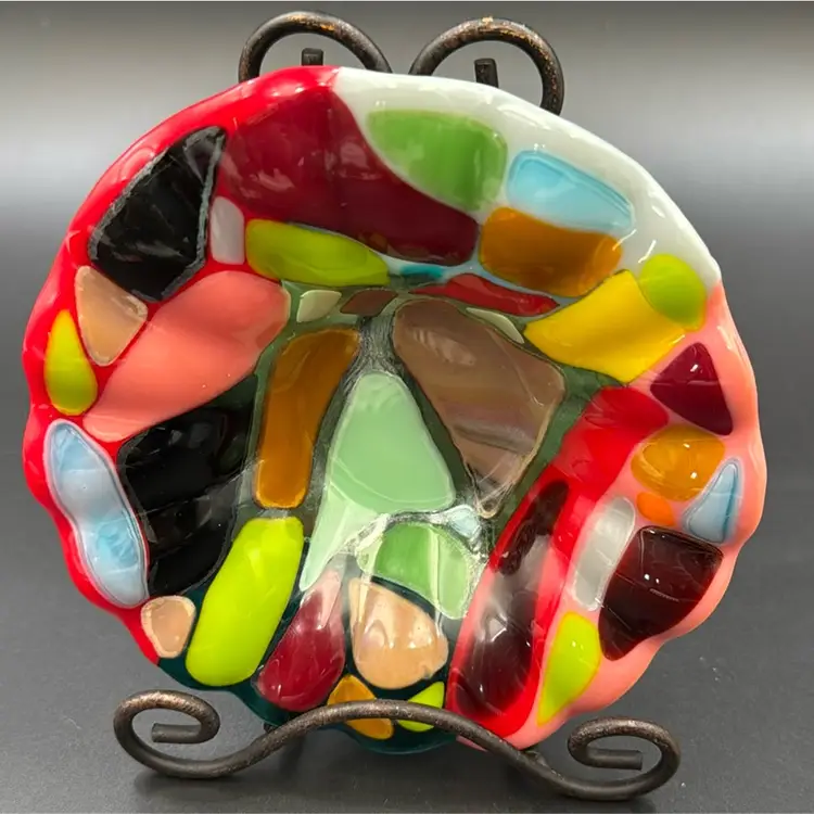 Colorful Fused Glass wavy bowl