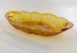 Indiana Glass Amber Oval Lily Pons Sunflower Relish/Nut Dish