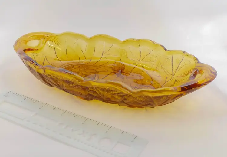 Indiana Glass Amber Oval Lily Pons Sunflower Relish/Nut Dish