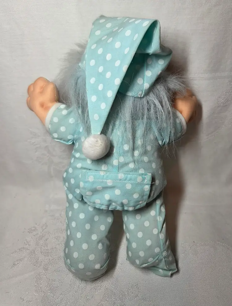 Vintage Russ Troll Doll 12" Russ Softbody Boy in Blue PJ's Pajames Blue Hair