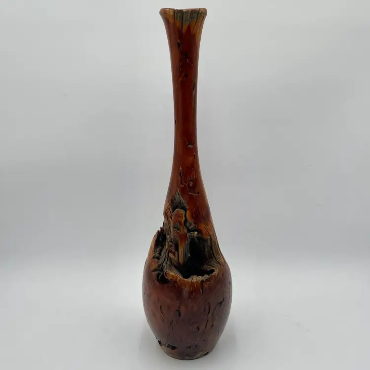 Gorgeous Mid-Century Sculptural Burl Wood Vase