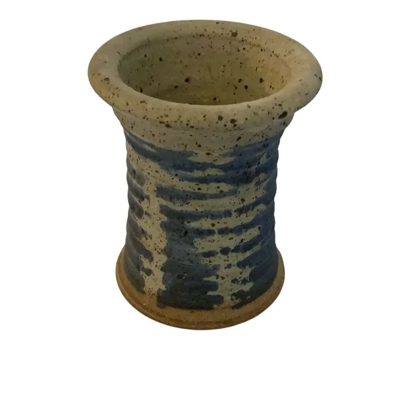 Heavy Stoneware Hand Made Pottery Planter 5” Tall 4” Diameter