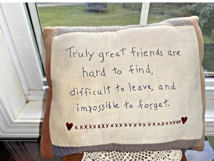 Vtg Handmade Cross stitch Country Style Farmhouse Pillow  12x10