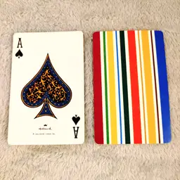 1 Single Swap Card - Playing Card. Vintage Hallmark- stripes. Ace of Spades. Dimension 2.5 x 3.5. Read description.