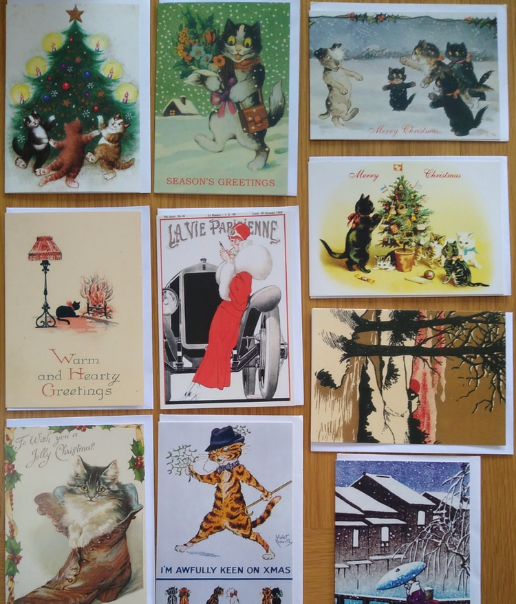 10 x Vintage Design Christmas Cards Random Pack #6