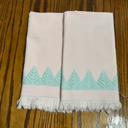 Vtg Hand Embroidered Cotton PinkDish Cloths