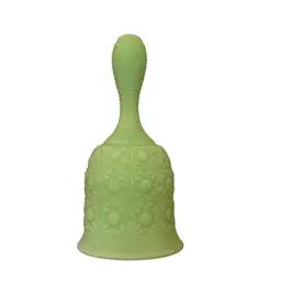 Vintage Fenton Bell Daisy and Button Lime Green Custard Uranium Glass