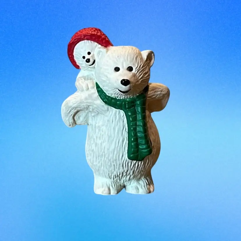 Hallmark Merry Miniatures Papa Polar Bear & Child Figurine Vintage Christmas
