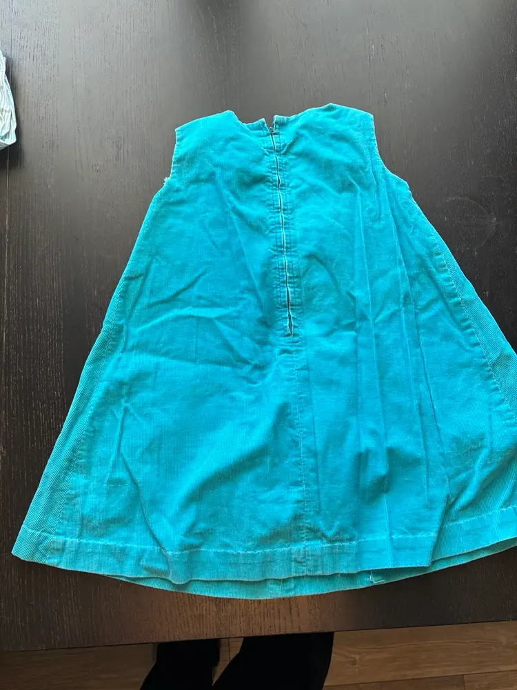 Handmade Vintage Girls Blue Corduroy Toddler Dress