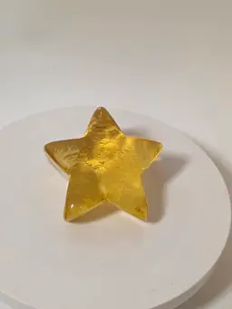Vintage Fire And Light Shooting Star Paperweight Yellow Signed Hard To Find