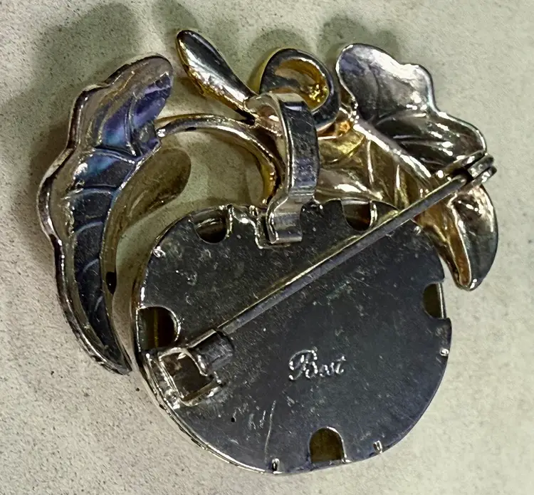 Signed “Best” Vintage Two Tone Pumpkin Brooch Pendant