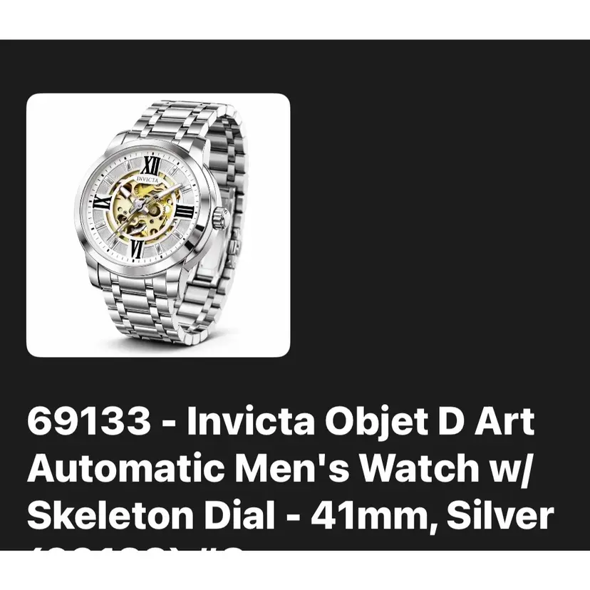 Invicta Objet D Art
Automatic Men's Watch w/
Skeleton Dial - 41mm, Silver