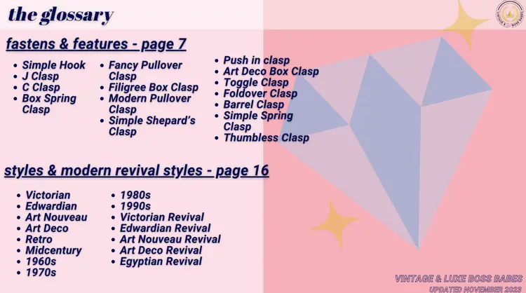 The Vintage Jewelry Educational Glossary eBook