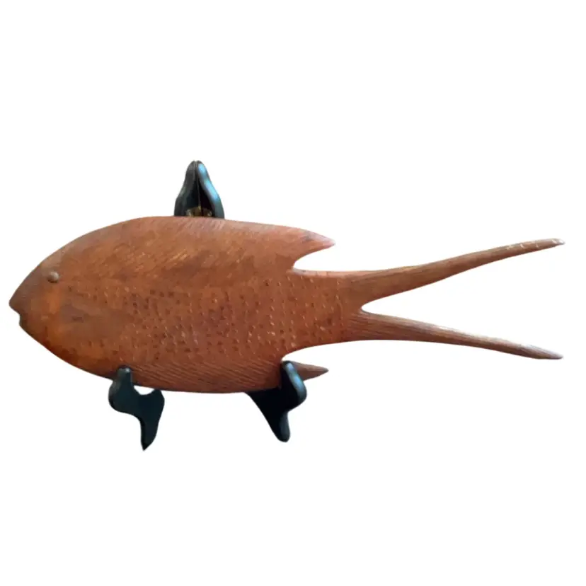 Vintage MCM Teak Stylized Hand Carved Swordfish Wall Hanging14”
