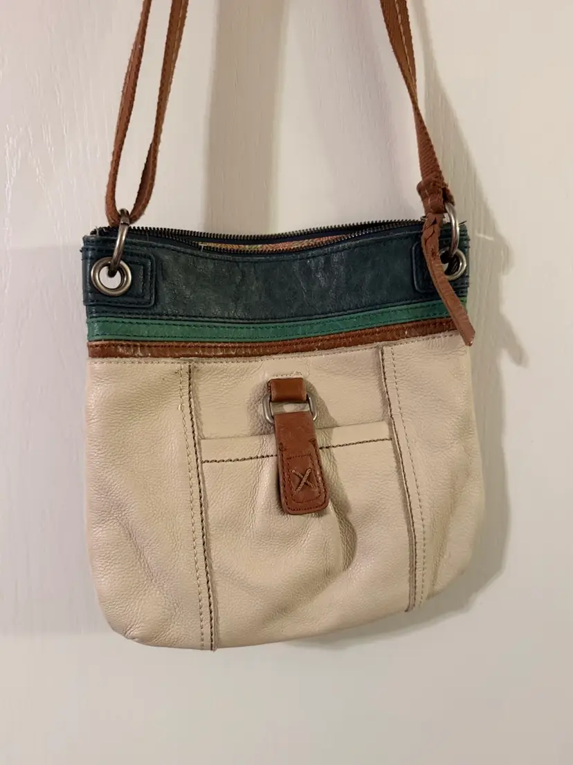 ‘The Sak’ Kendra Cross Body Handbag Leather W/Canvas Adjustable Strap