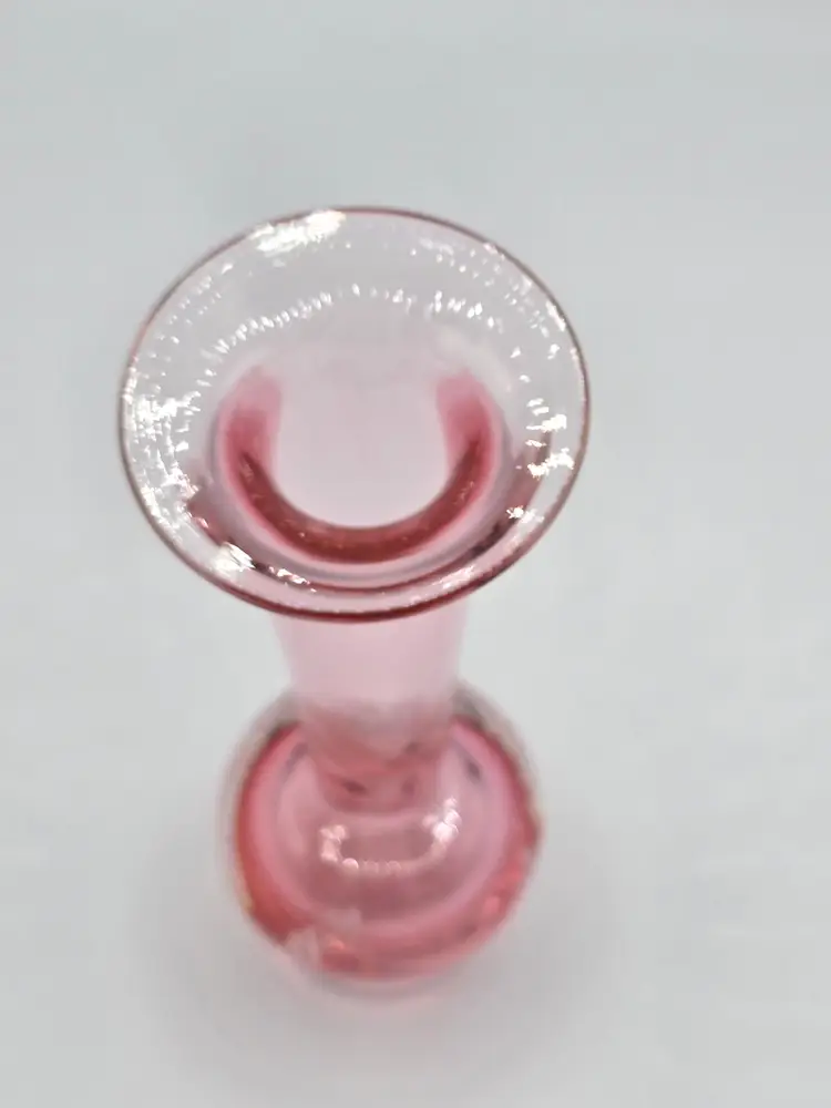 Beautiful Pink HandBlown Bud Vase signed Buzz Blodgett dated 96 w/ Controlled bubbles