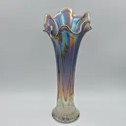 Antique Imperial Smoke Parlor Panels Carnival Glass Vase