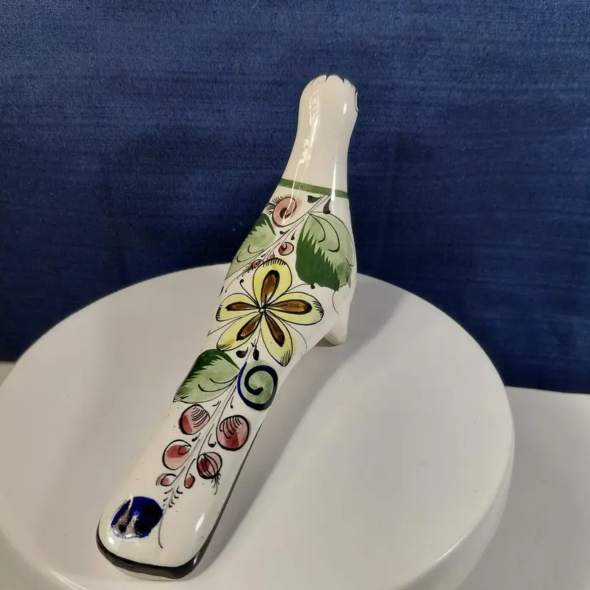 Vintage Tonala Mexican Pottery Painted Dove Bird Signed