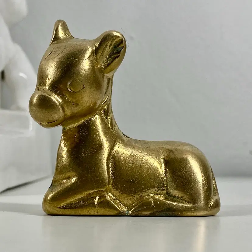 Cute BRASS Miniature PONY/DONKEY Sculpture Figurine 60s-70s Hollywood Boho Glam