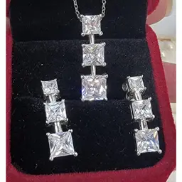 #39 Sterling Silver & White Topaz Necklace & Earrings