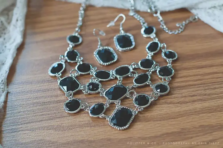 lot of 10 Blue/Black Statement Necklace and Earring Sets
