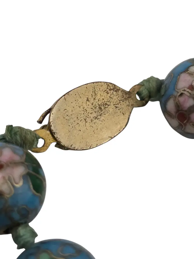 Antique Hand Knotted Blue Cloisonne Necklace (A9089)