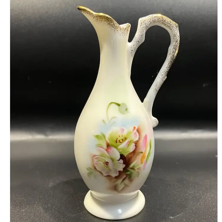 Lefton Hand Painted Ewer/pitcher Vase- Beautiful Detail. 5”