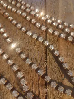 6 Feet of Vintage 4mn Clear Rhinestone and Brass Chain Trim.