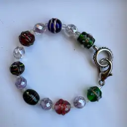 Lamp Work Clear Faceted Seed Beads 9” Long