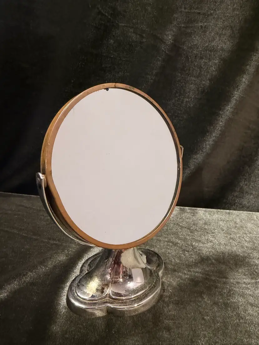 Vintage Standing Two Sided Swivel Round Vanity Mirror, Art Deco Style