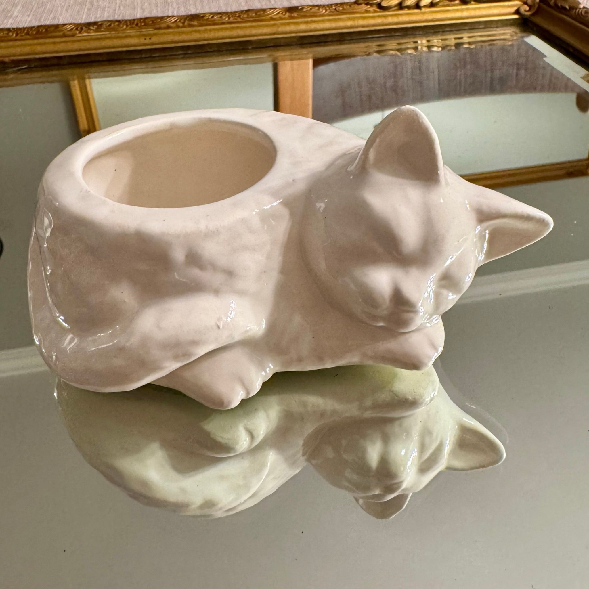 Secondhand Squad · Art Studio Ceramic Sleeping Cat Mini Planter