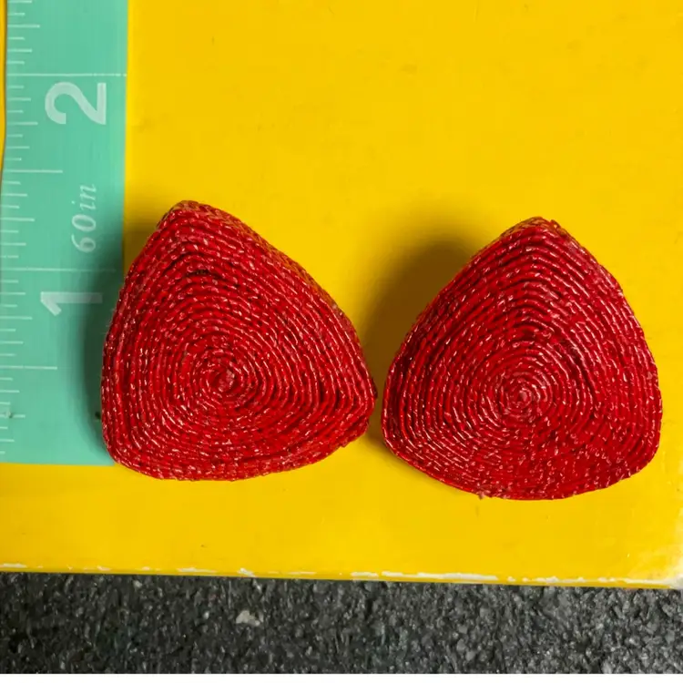 90s Red Triangle Earrings