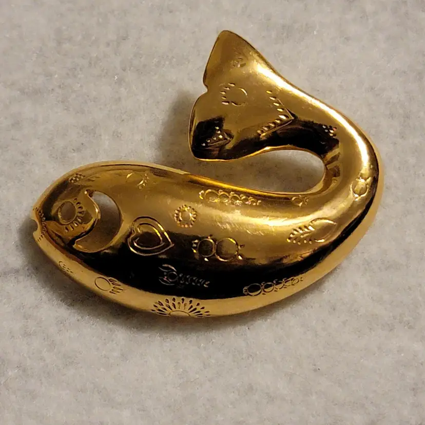 Vintage Gold-Tone Trifari Fish Brooch Marked