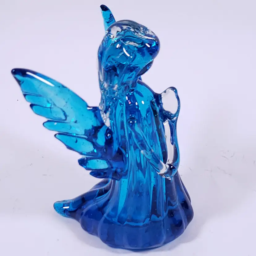 Hand Blown PRAYING ANGEL Peacock Blue Art Glass PAPERWEIGHT FIGURINE
