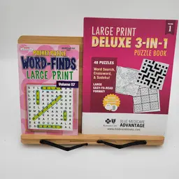 2 Large Print Puzzle books 1 Word find , 1 Deluxe 3 in 1